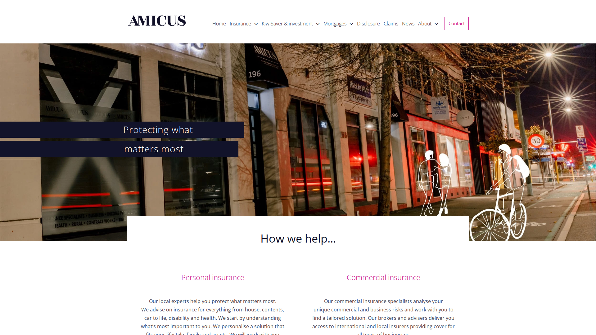 Website snapshot for Amicus Insurance Brokers