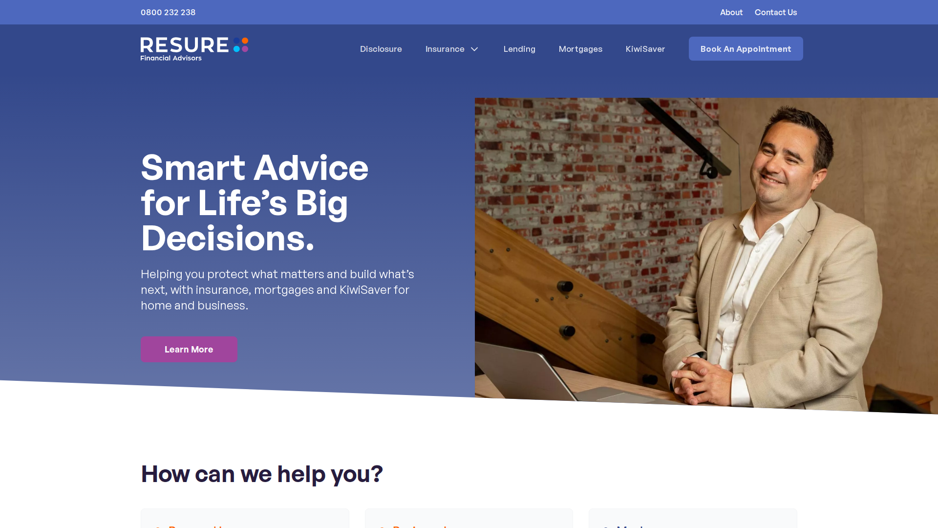 Website snapshot for Resure Insurance & KiwiSaver Advisors