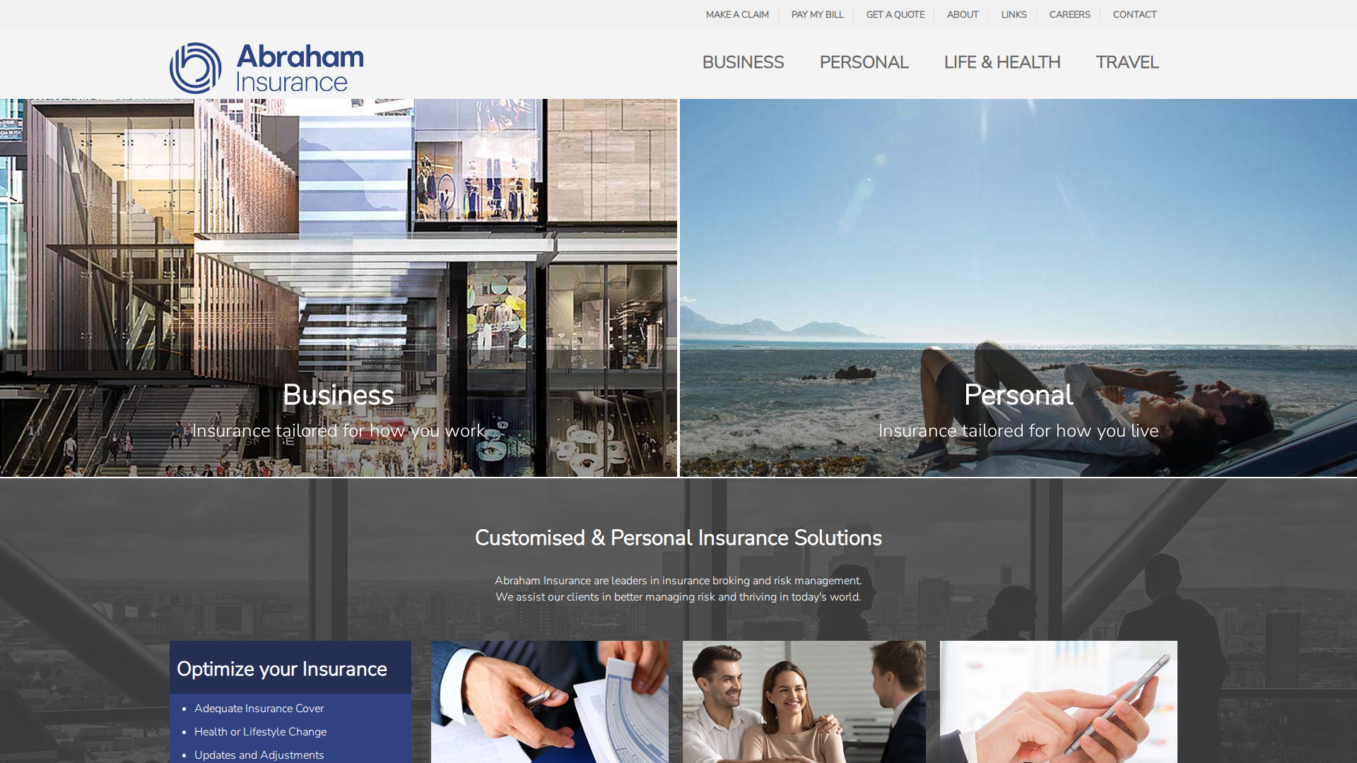 Website snapshot for Abraham Insurance