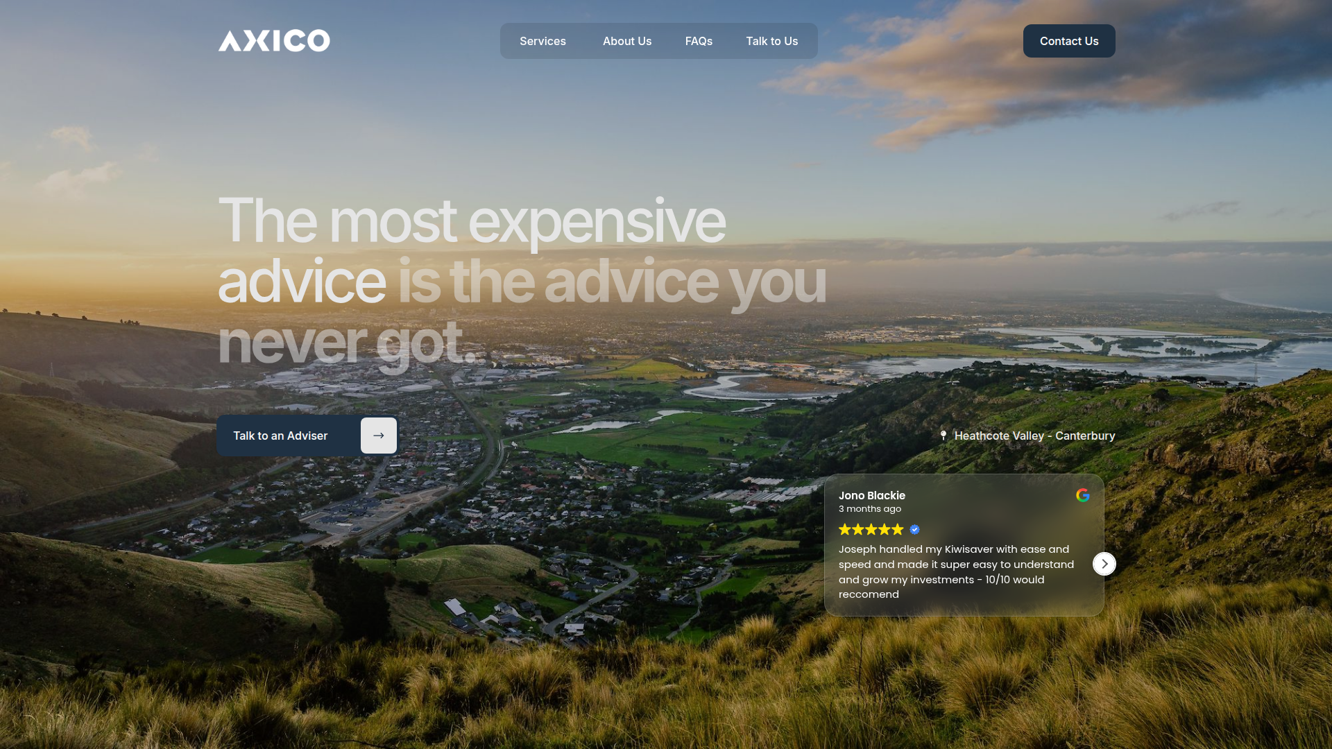 Website snapshot for Axico Financial Advisers