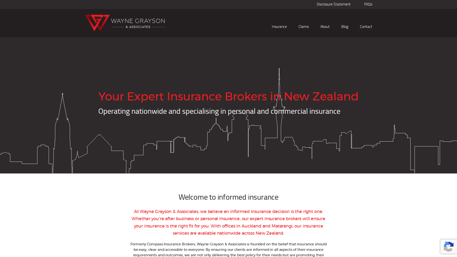 Website snapshot for Wayne Grayson and Associates