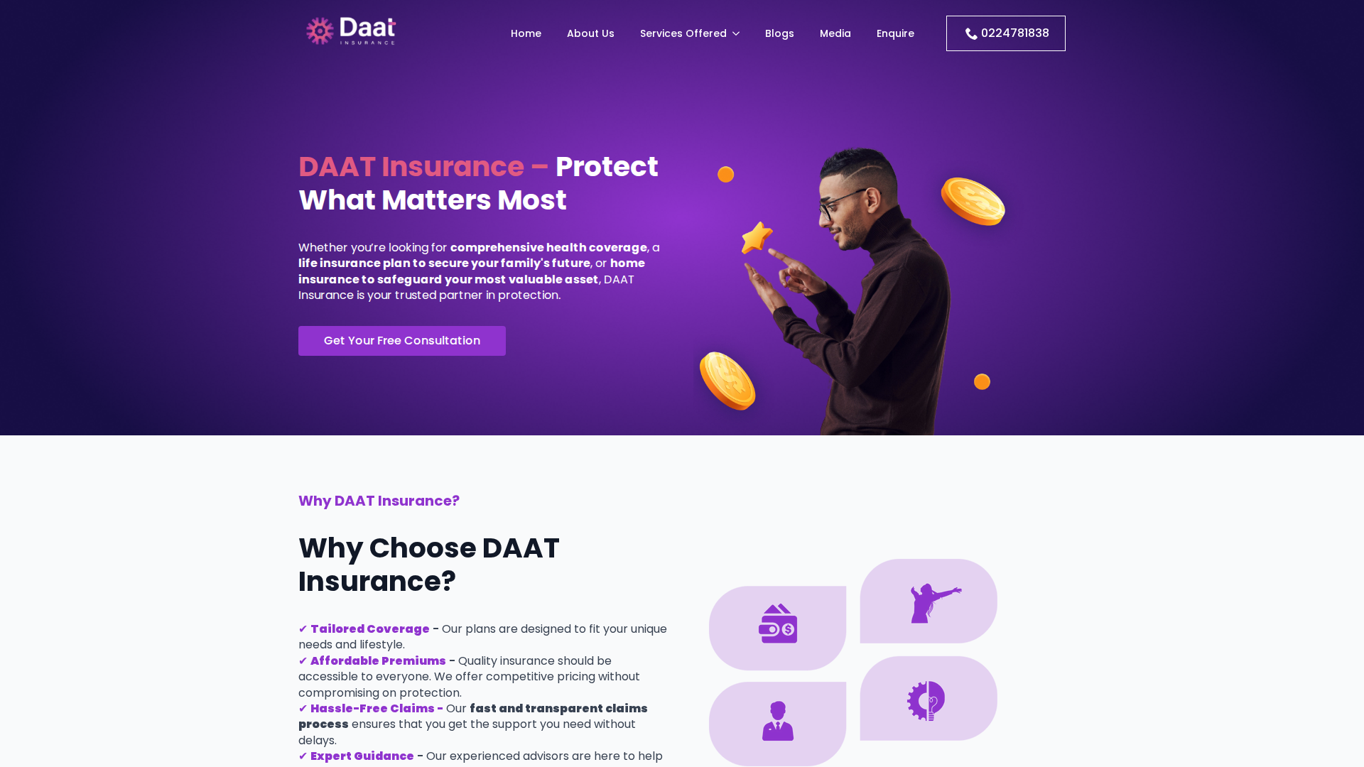 Website snapshot for Daat Insurance