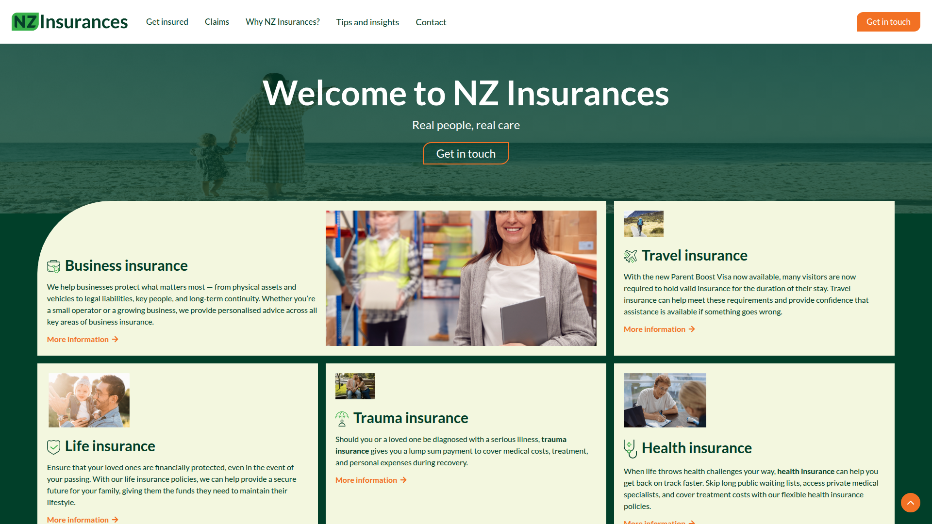 Website snapshot for Shivam Arora - NZ Insurances