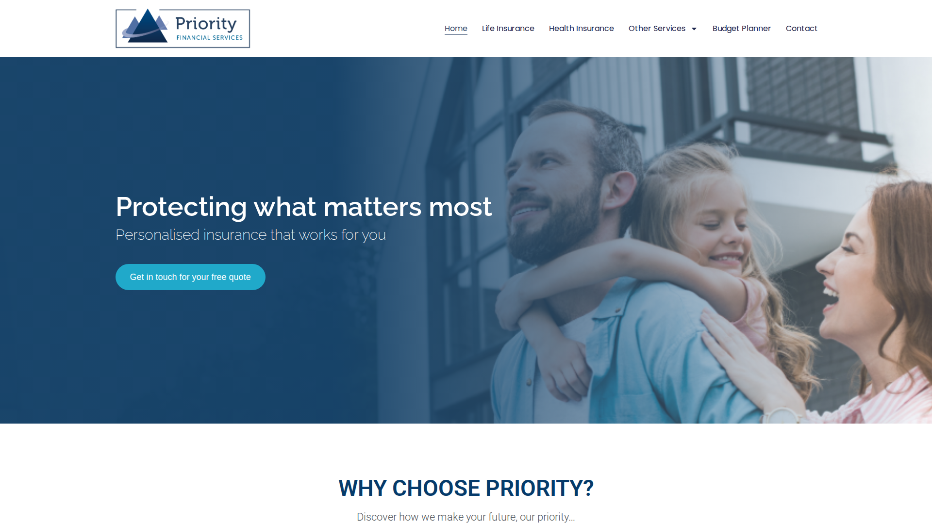 Website snapshot for Priority Financial Services Ltd