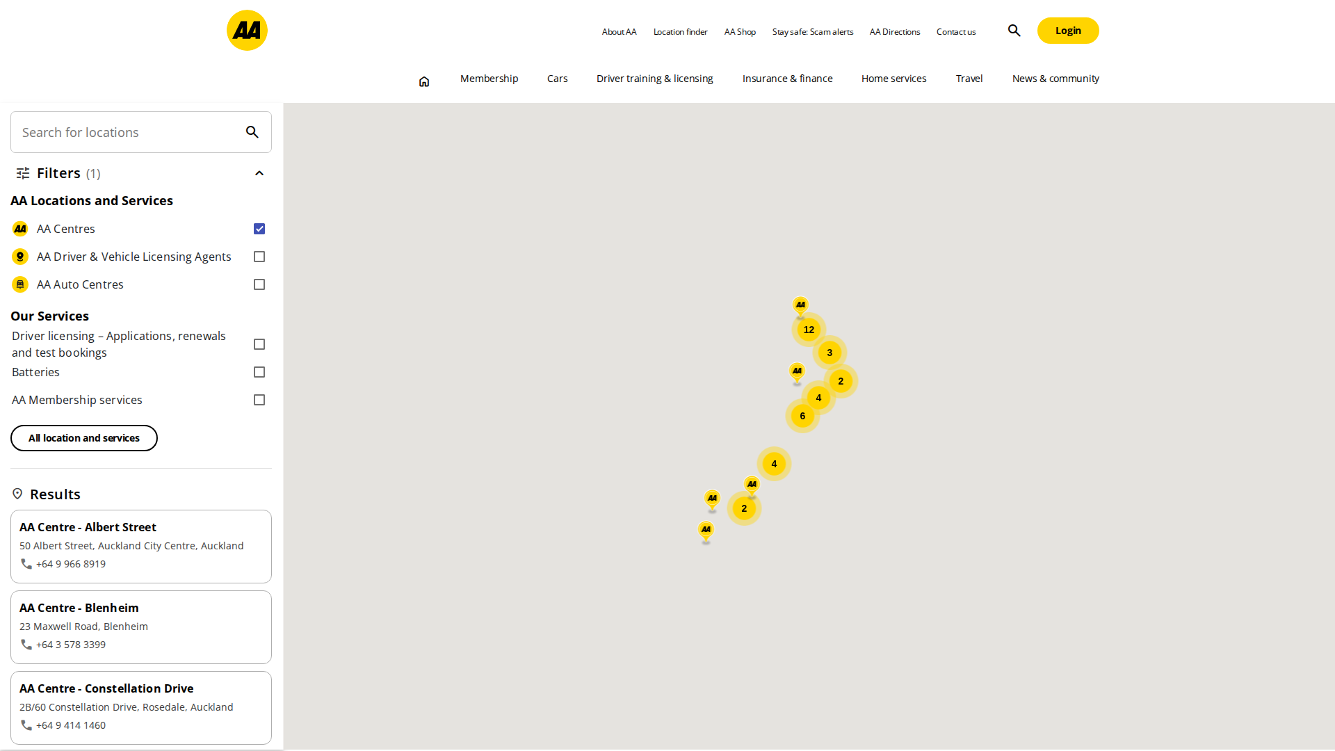 Website snapshot for AA Centre Riccarton