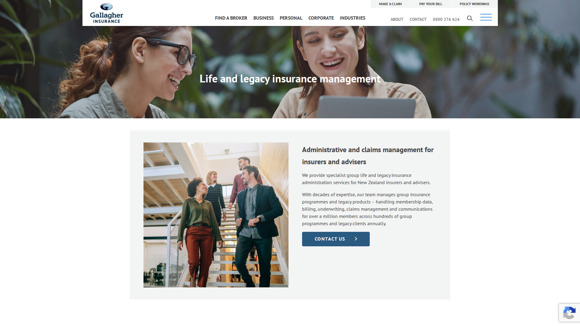 Website snapshot for Gallagher Bassett Services
