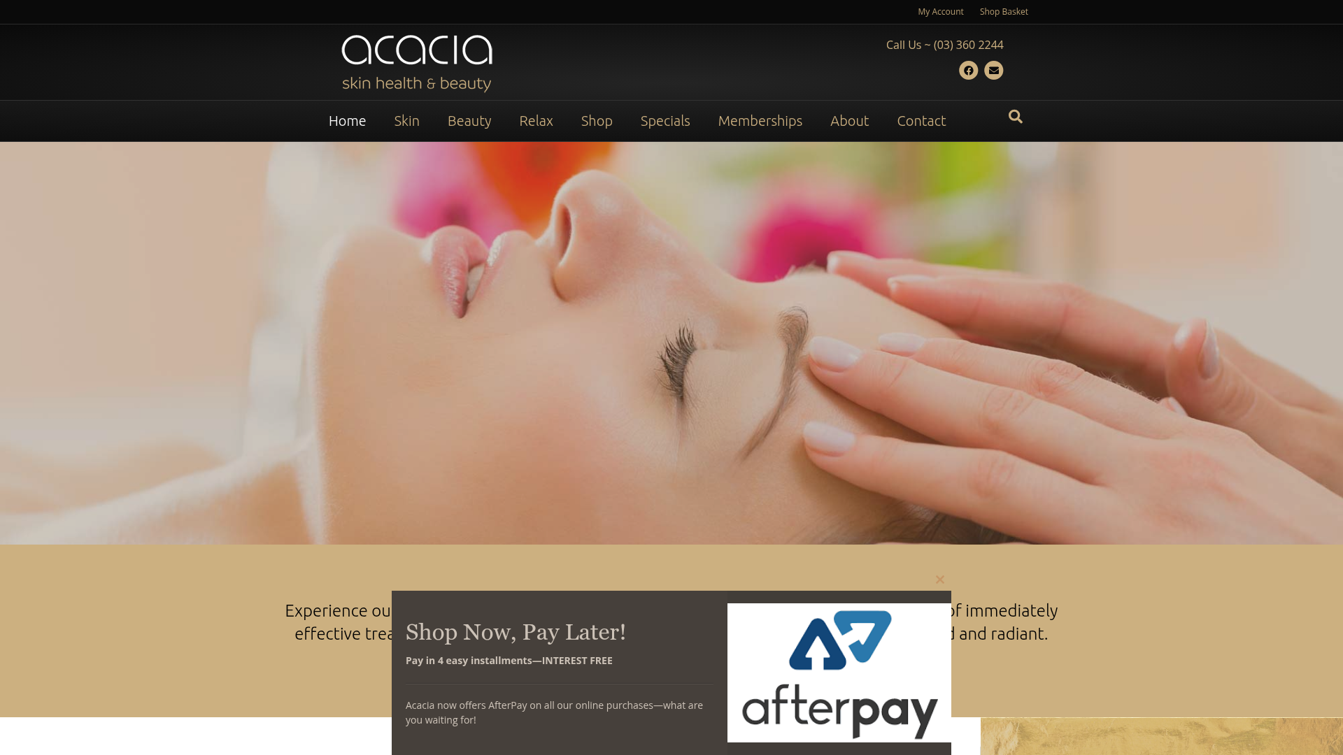 Website snapshot for Acacia Beauty