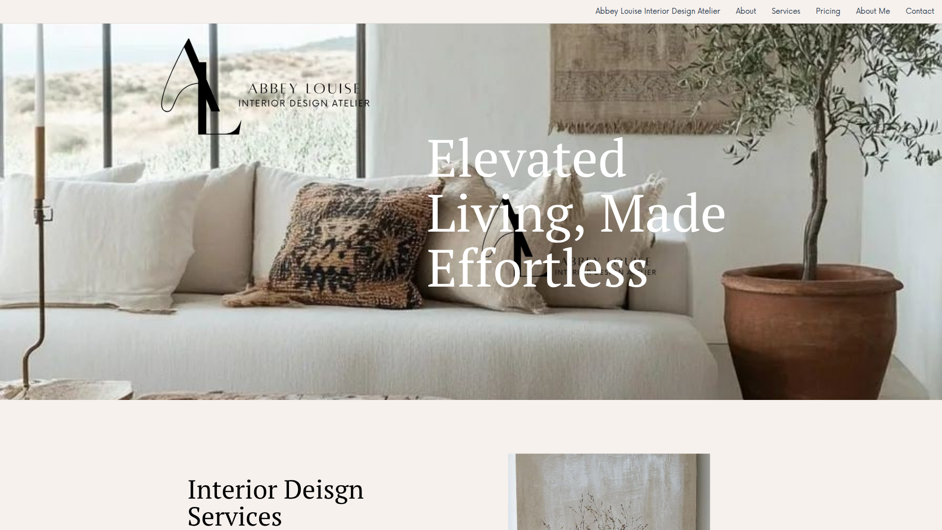 Website snapshot for Abbey Louise Interior Design Atelier