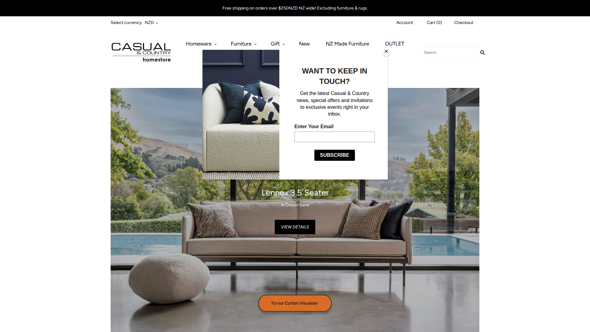 Website snapshot for Casual and Country Homestore