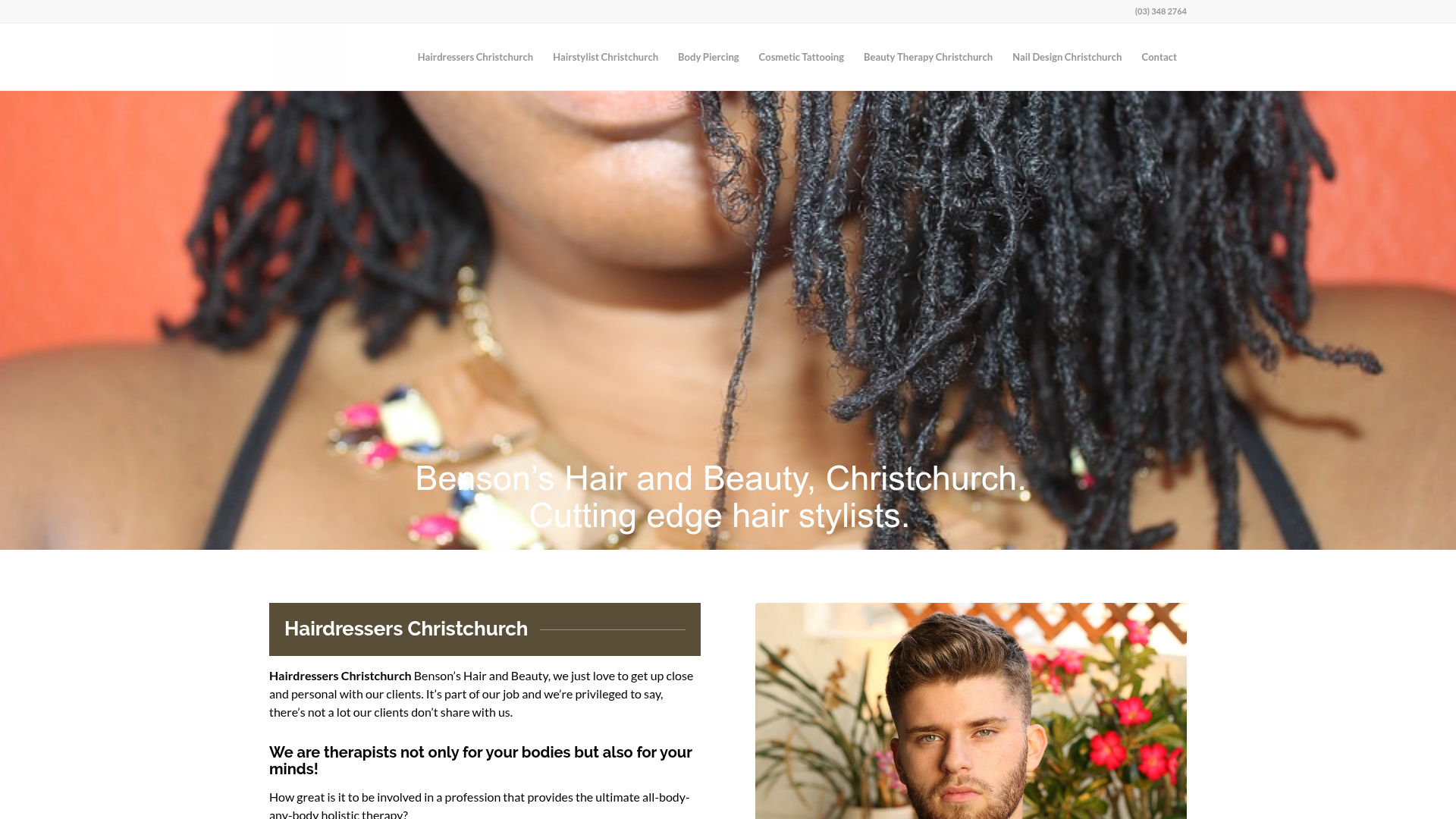 Website snapshot for Bensons Hair & Beauty