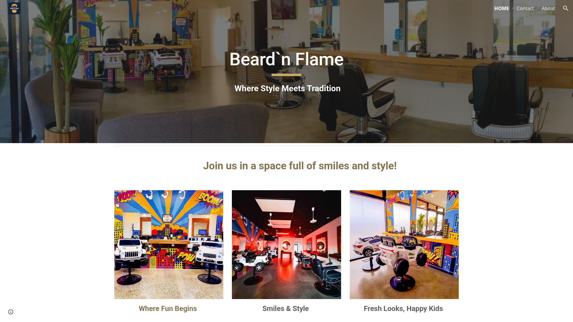 Website snapshot for Beard'n Flame Barbershop Merivale