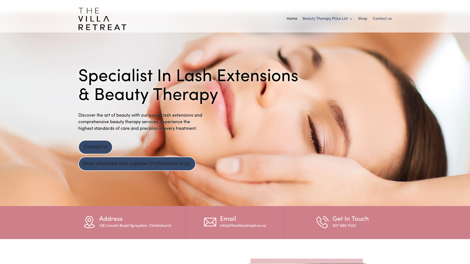 Website snapshot for The Villa Retreat