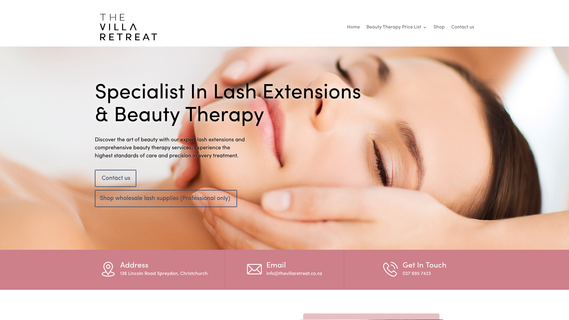 Website snapshot for The Villa Retreat