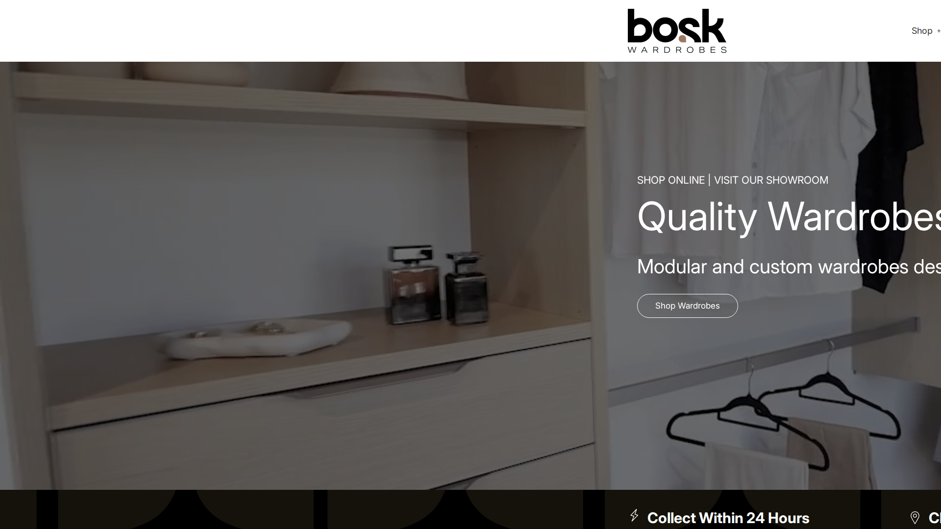 Website snapshot for Bosk Wardrobes