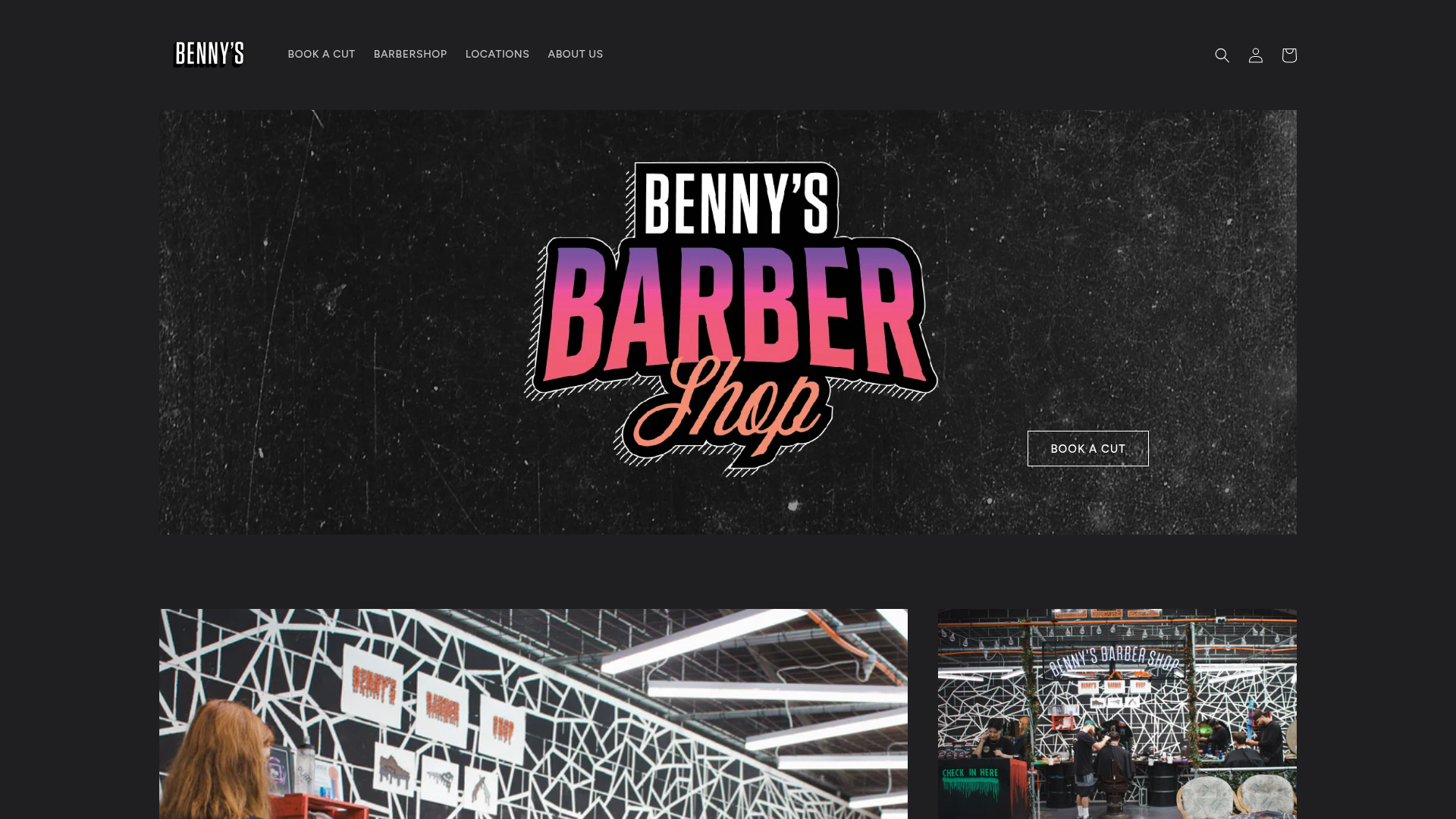Website snapshot for Benny’s Barber Shop