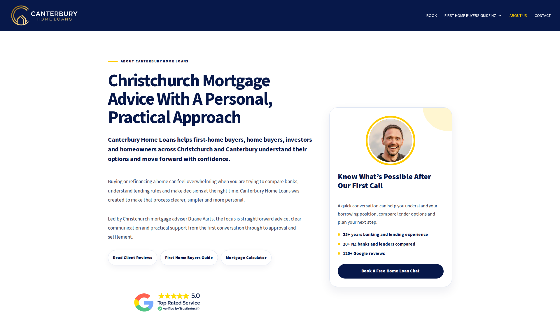 Website snapshot for Canterbury Home Loans