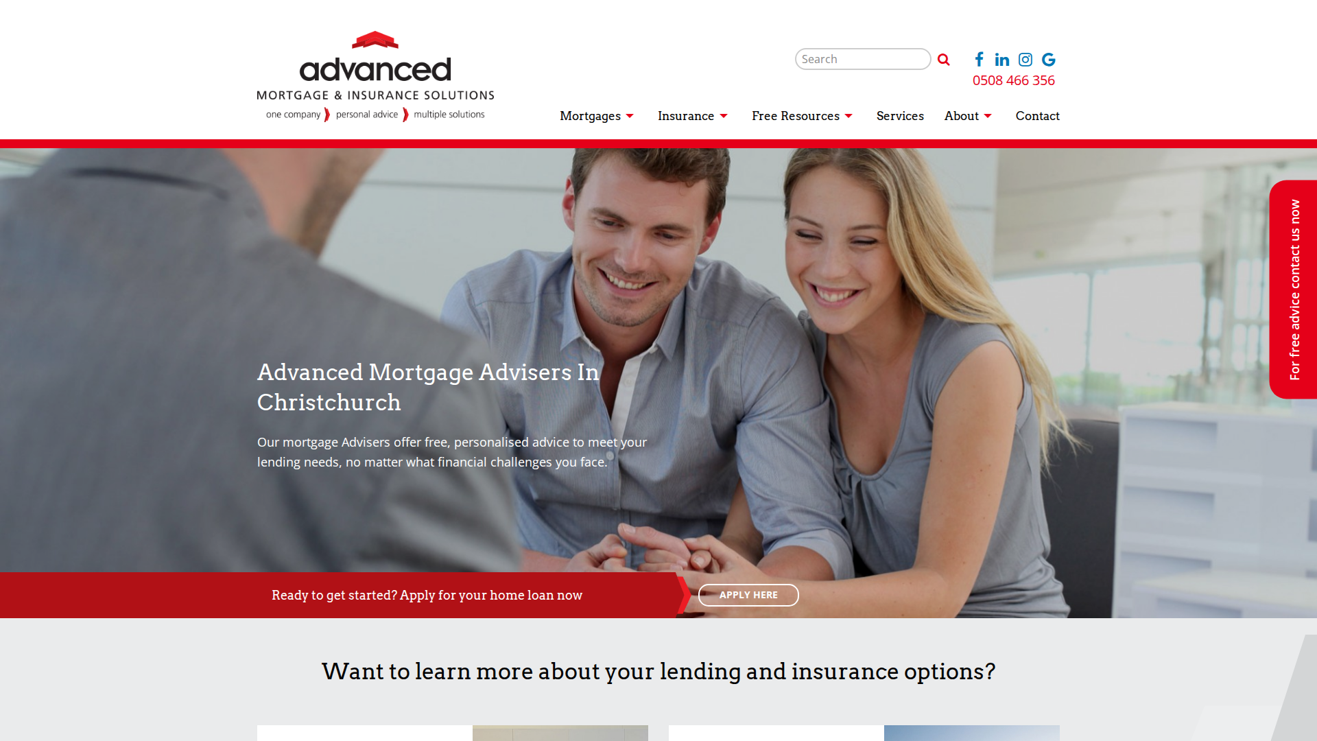 Website snapshot for Advanced Mortgage Solutions Christchurch