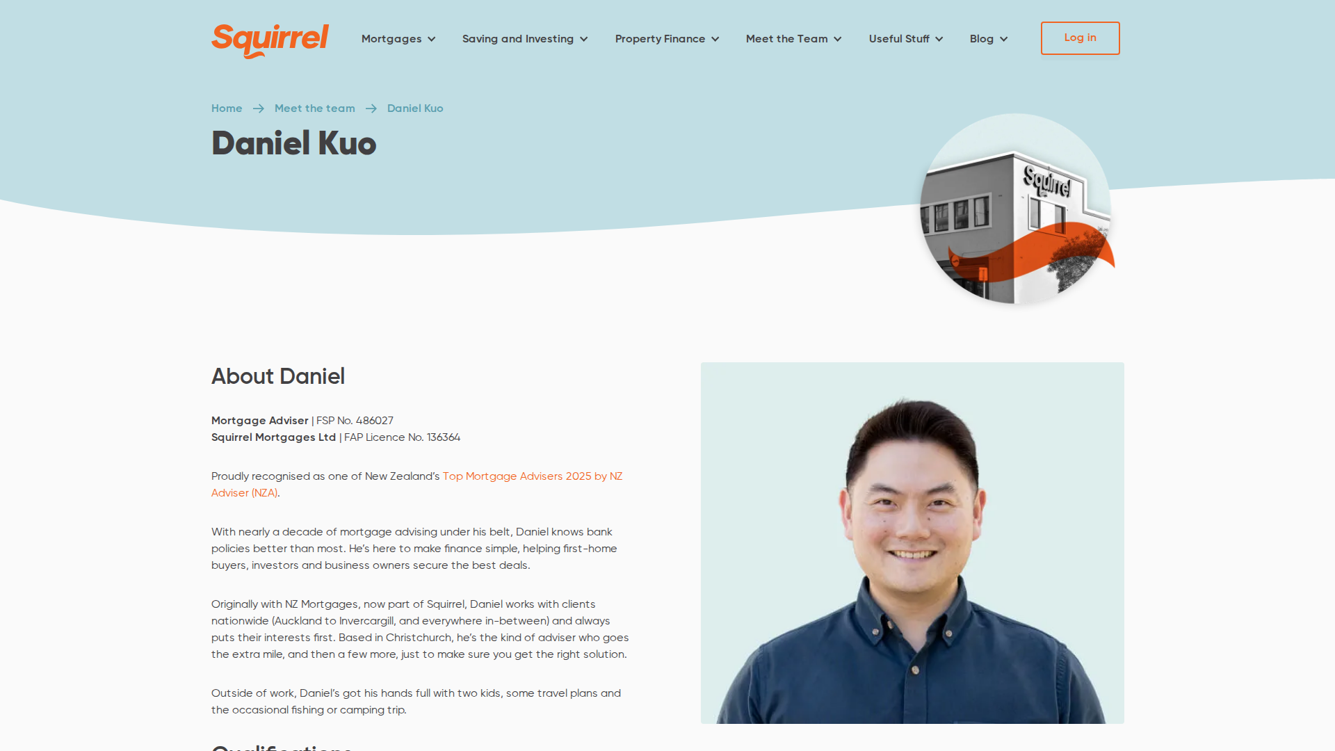 Website snapshot for Daniel Kuo - Squirrel Mortgages
