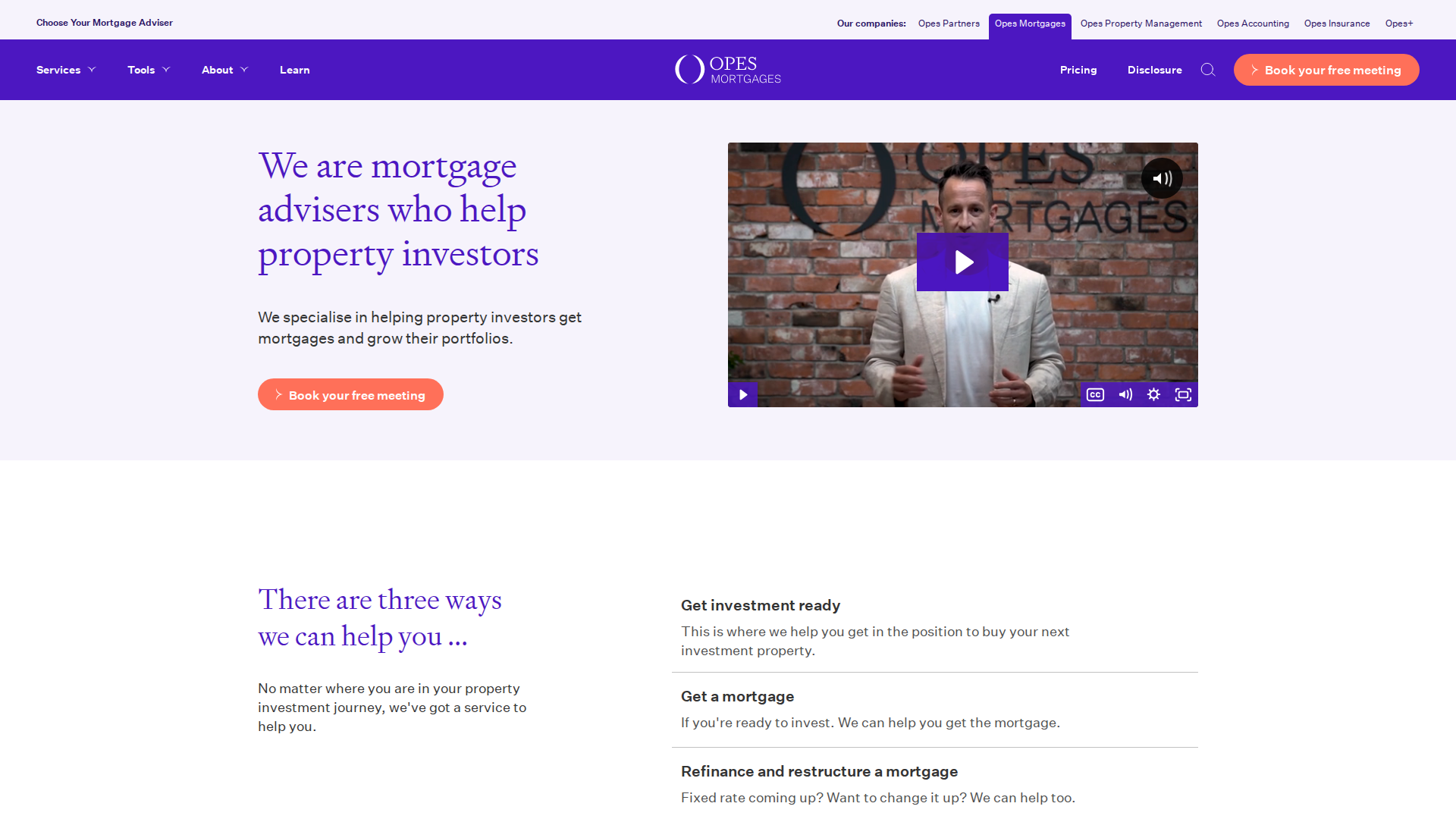 Website snapshot for Opes Mortgages