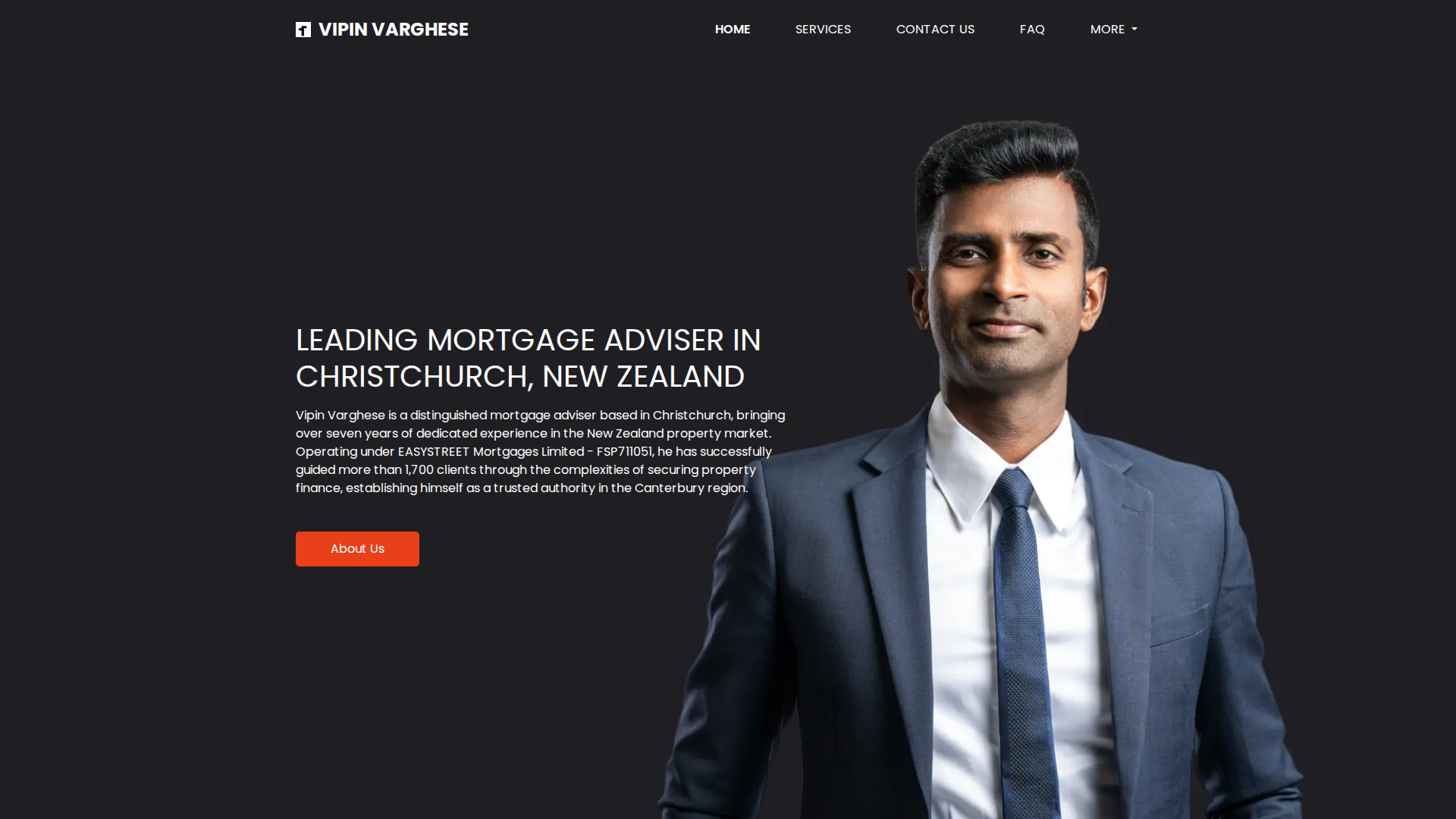 Website snapshot for Vipin Varghese Mortgage Adviser Easystreet