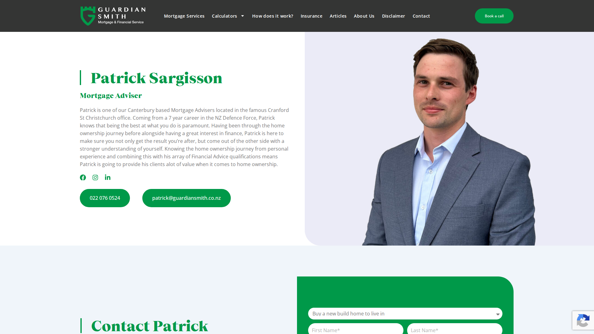 Website snapshot for Patrick Sargisson - Mortgage Adviser