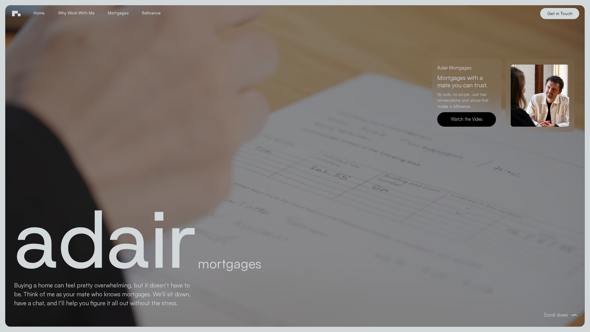 Website snapshot for Adair Mortgages
