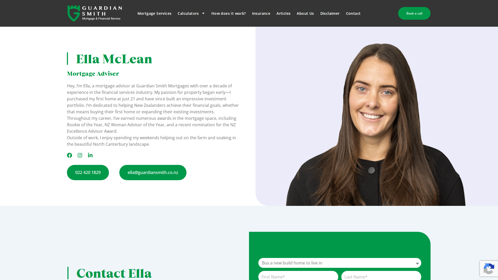 Website snapshot for Ella McLean - Mortgage Adviser @ Guardian Smith
