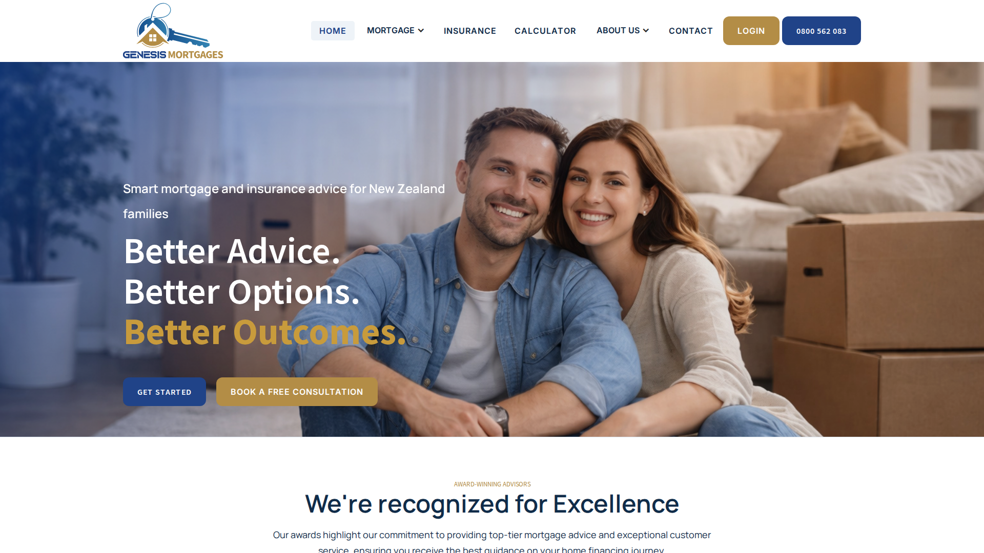 Website snapshot for Genesis Mortgages