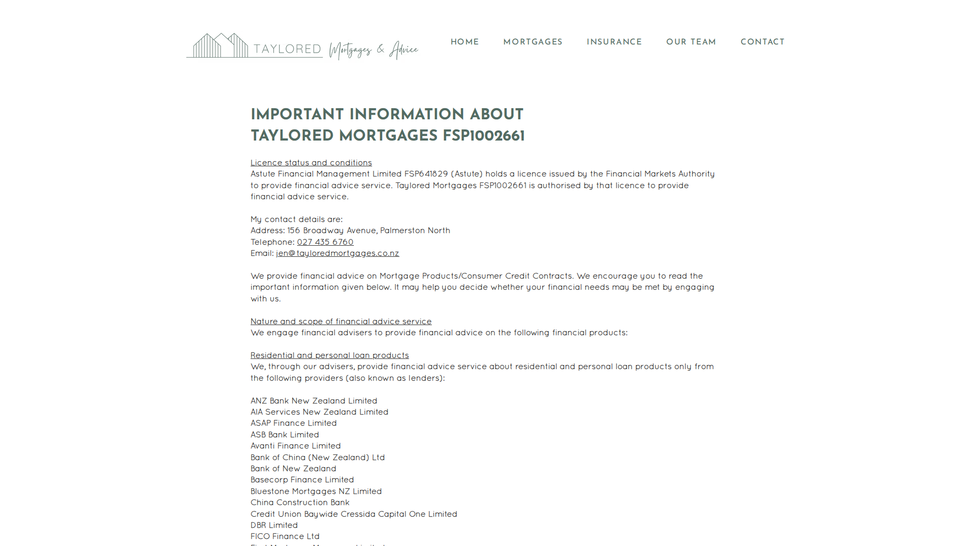 Website snapshot for TaylorMade Mortgages