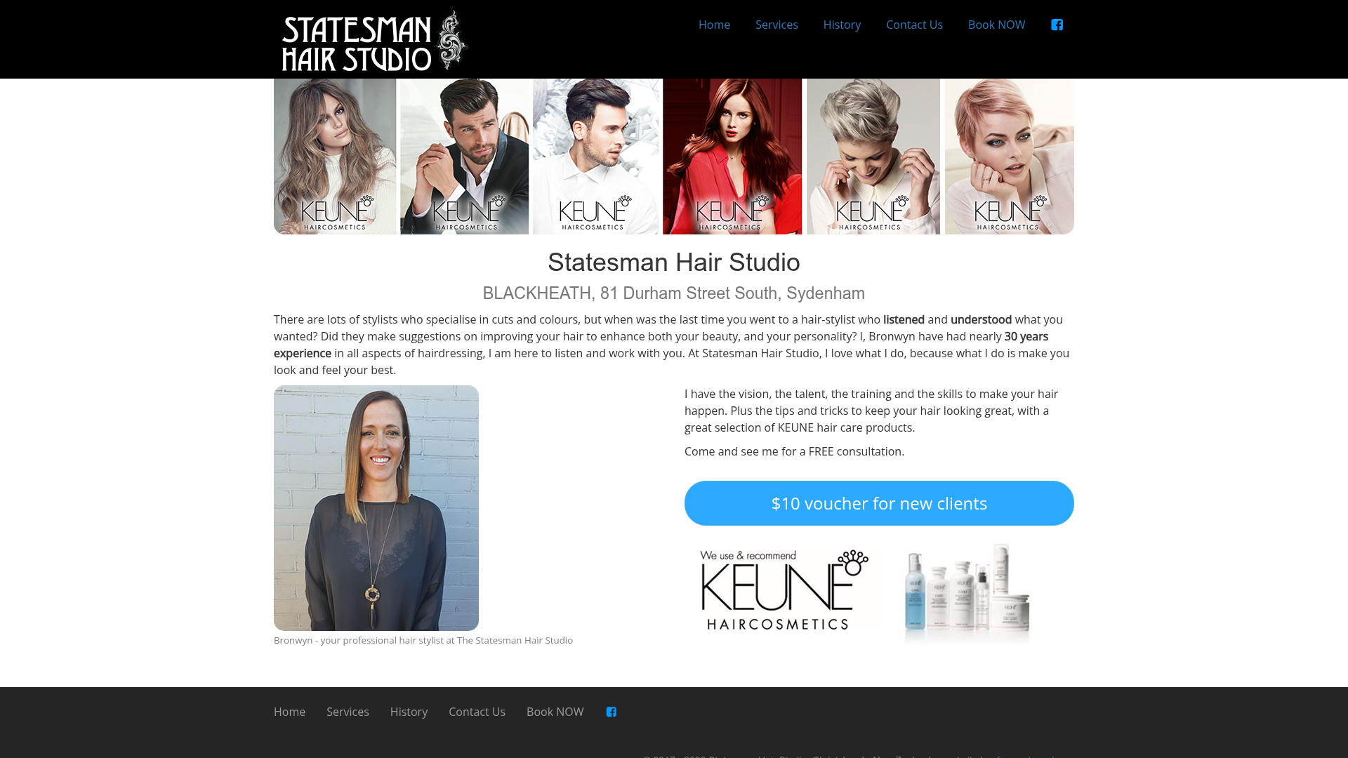 Website snapshot for Statesman Hair Studio