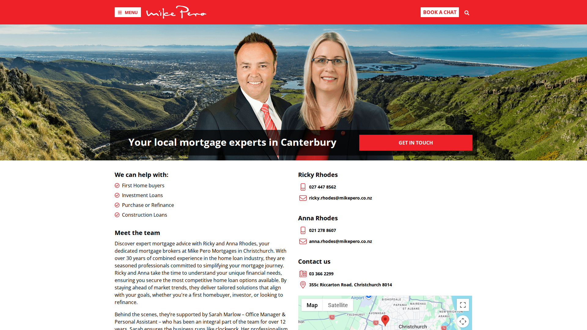 Website snapshot for Mike Pero Mortgages Christchurch - Ricky & Anna Rhodes