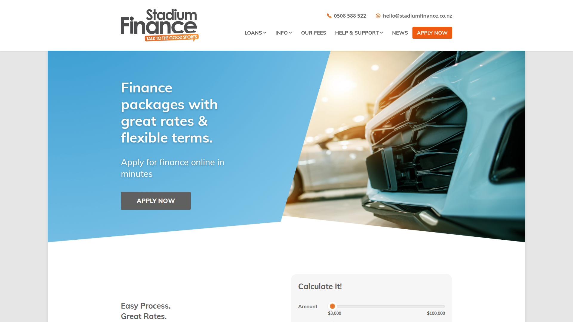 Website snapshot for Stadium Finance