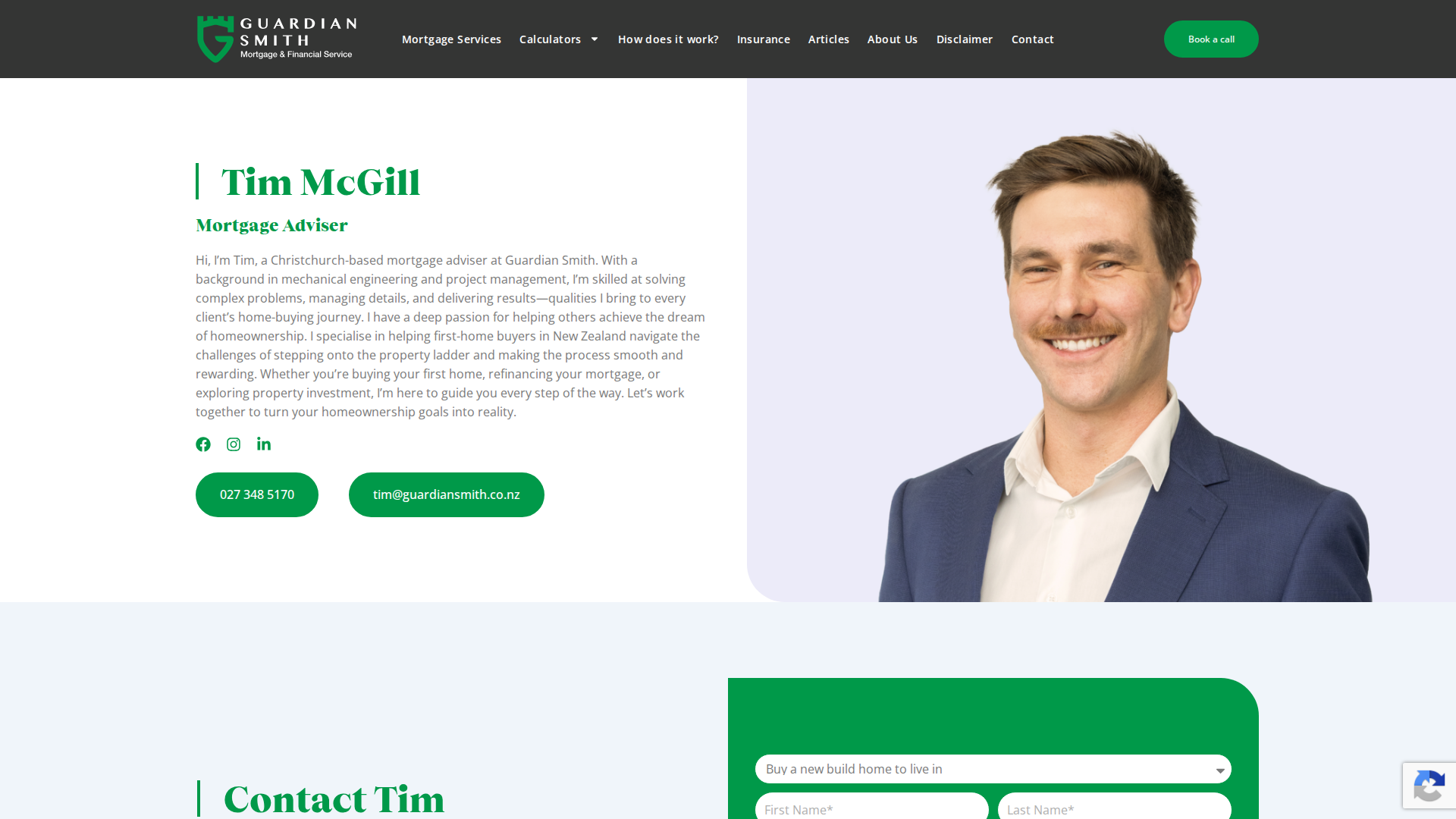 Website snapshot for Tim McGill Mortgage Adviser