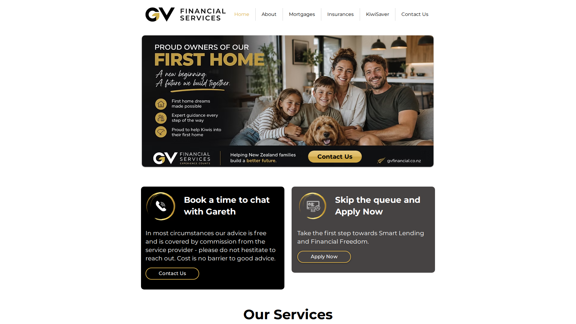 Website snapshot for Gareth Veale - Mortgage & Financial Adviser - GV Financial Services