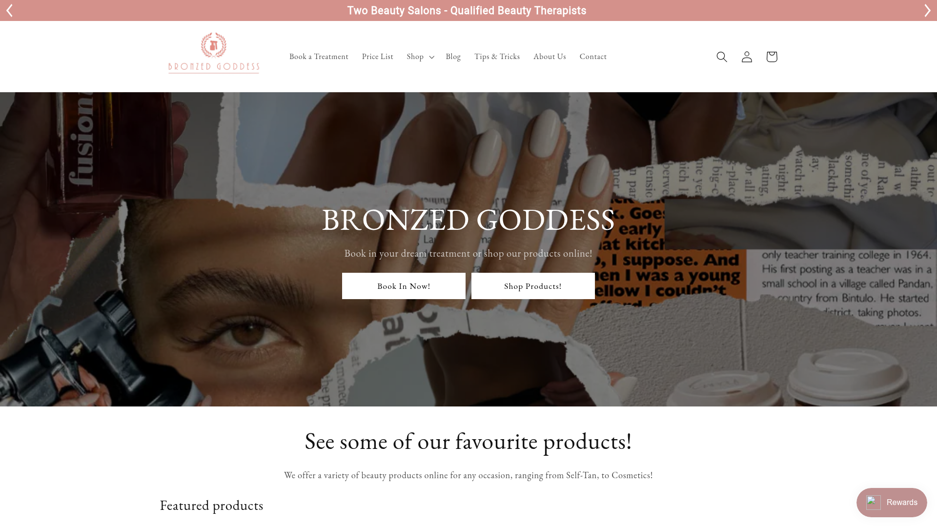 Website snapshot for Bronzed Goddess Sydenham