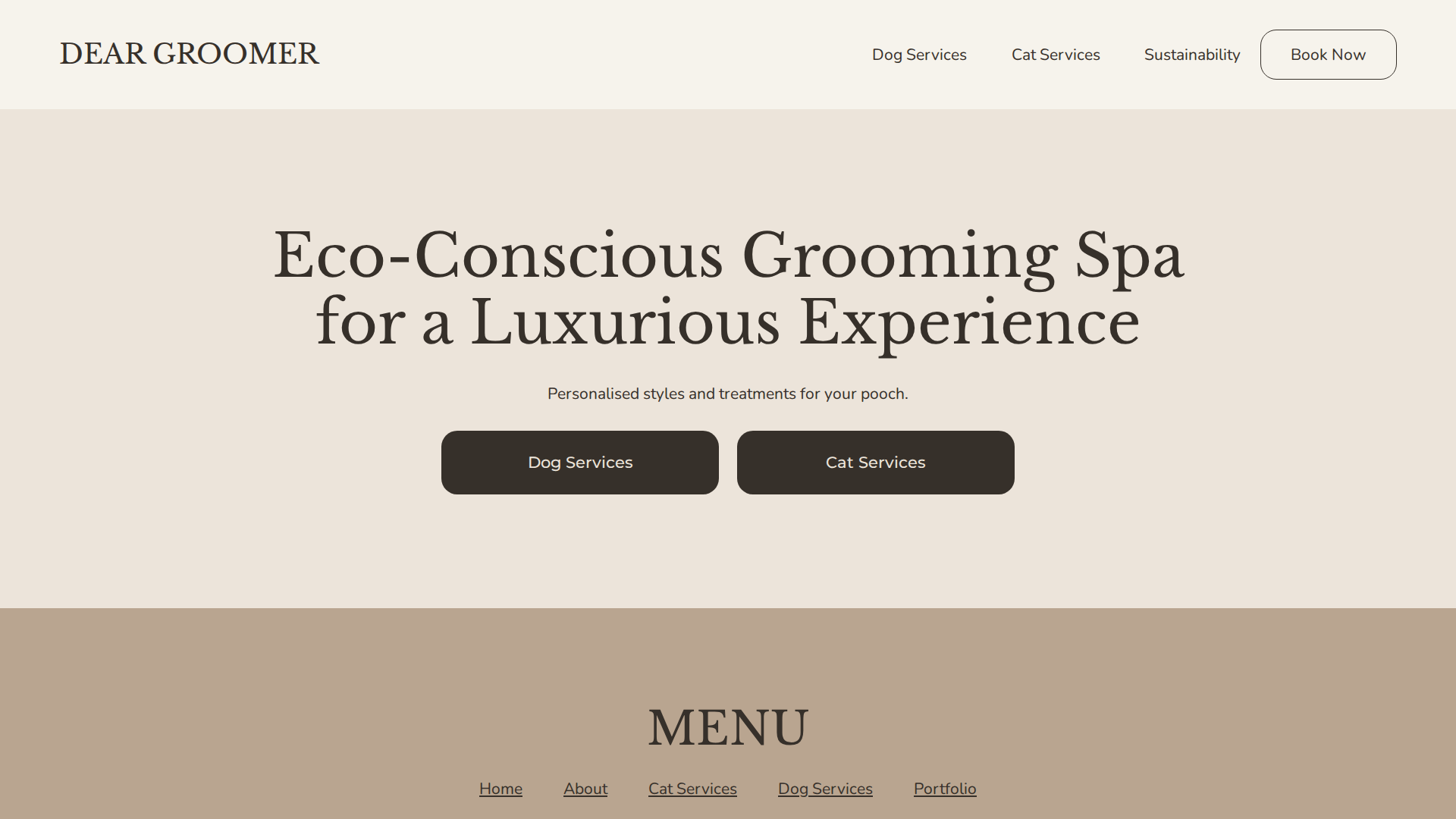 Website snapshot for Dear Groomer - Eco-conscious Pet Groomer