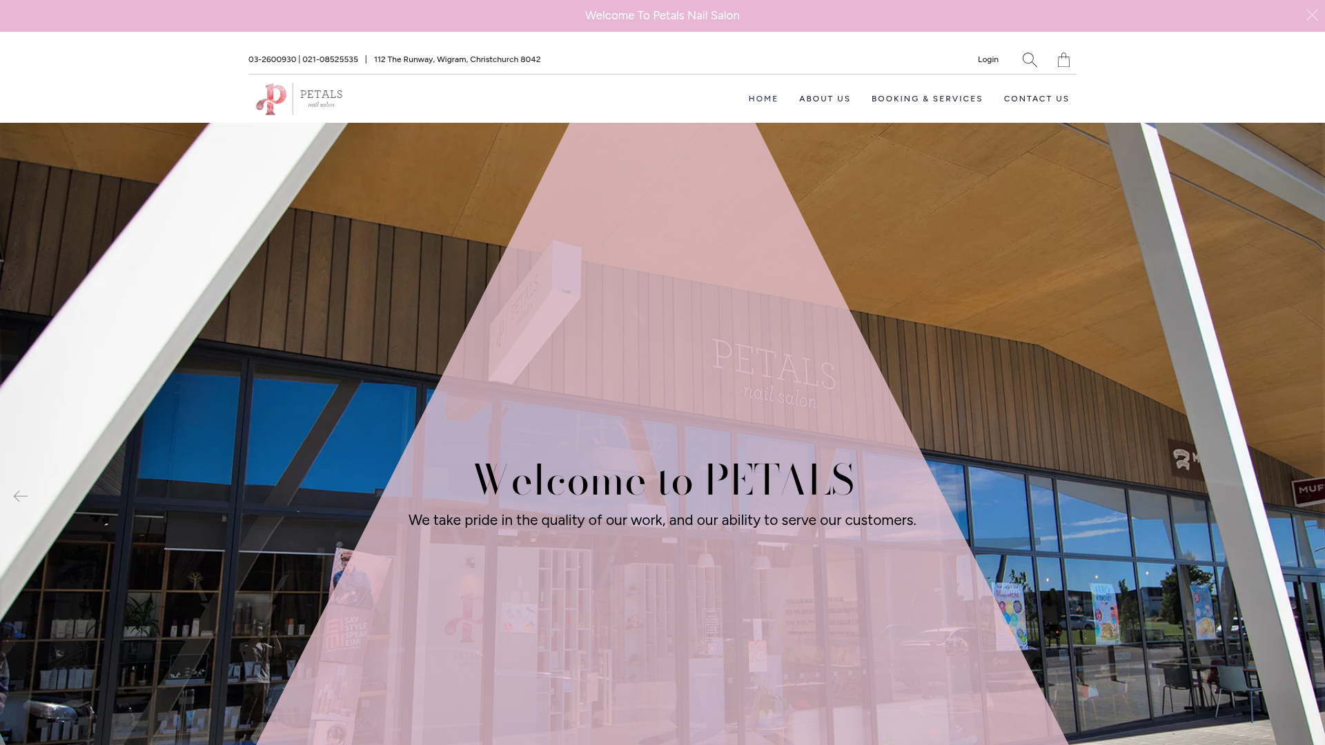 Website snapshot for PETALS Nail Salon