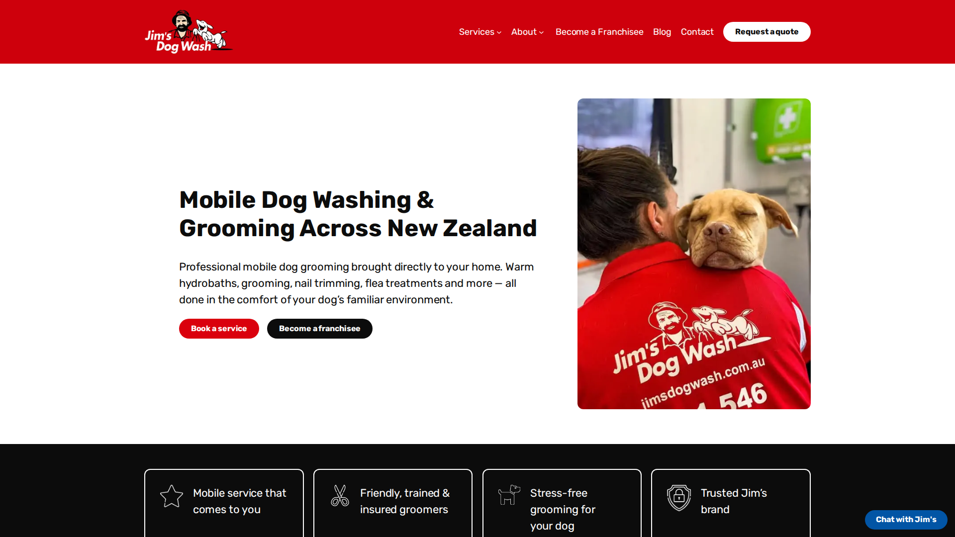 Website snapshot for Jim's Dog Wash Prebbleton