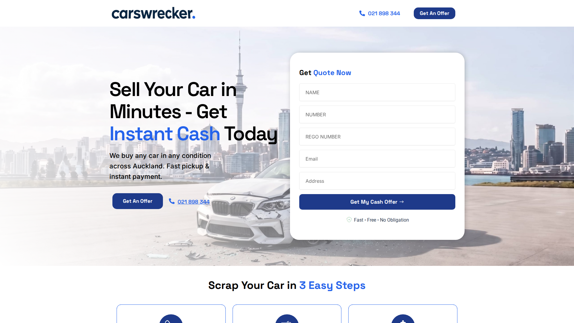 Website snapshot for Komail Auto Recyclers & Cash for Cars