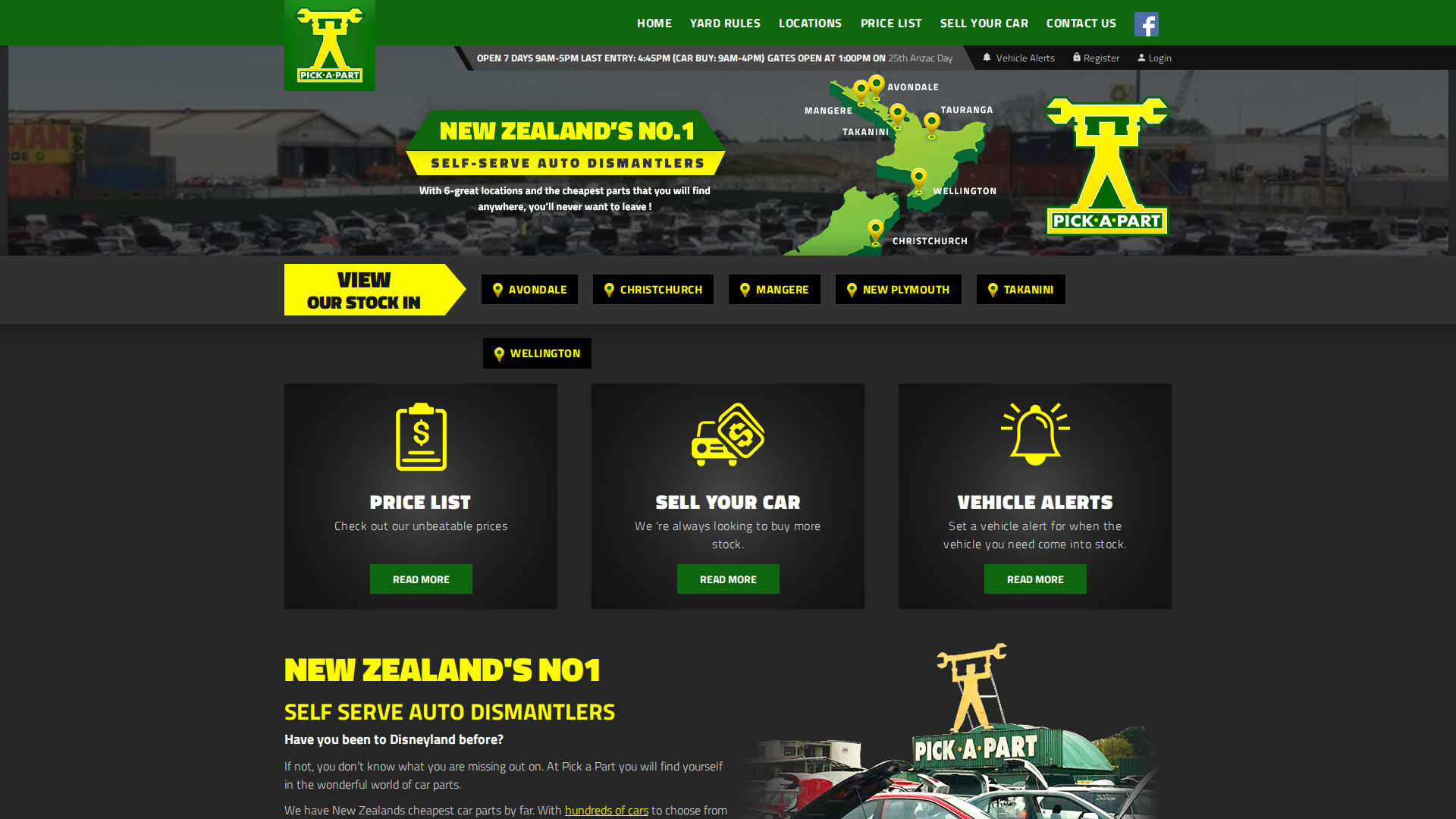 Website snapshot for Pick-A-Part