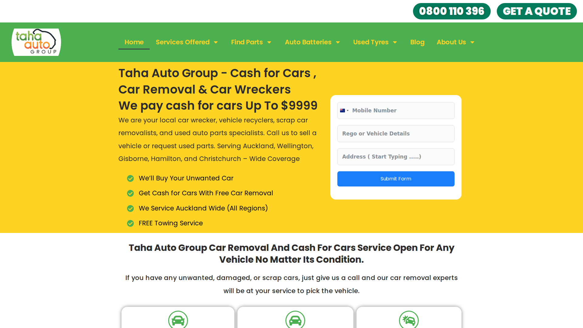 Website snapshot for Taha Auto Group