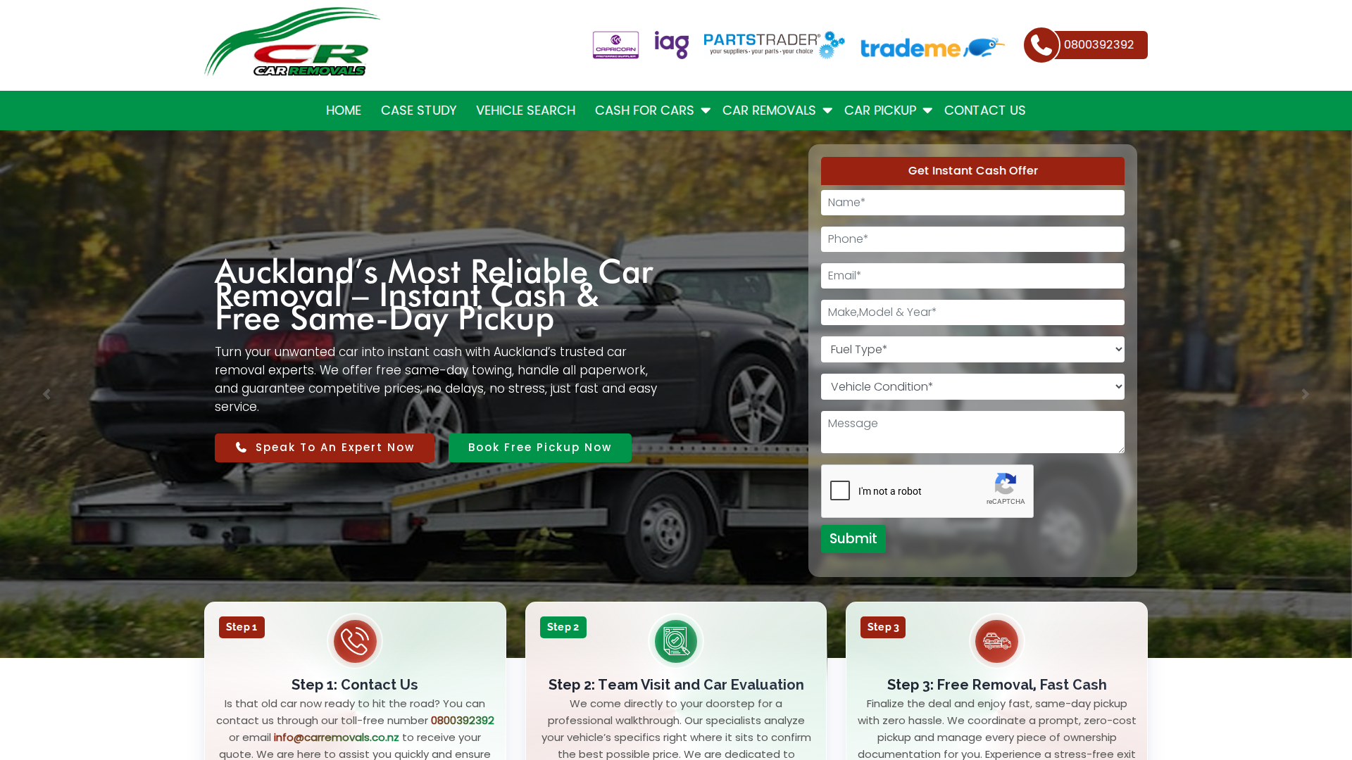 Website snapshot for Car Removals NZ