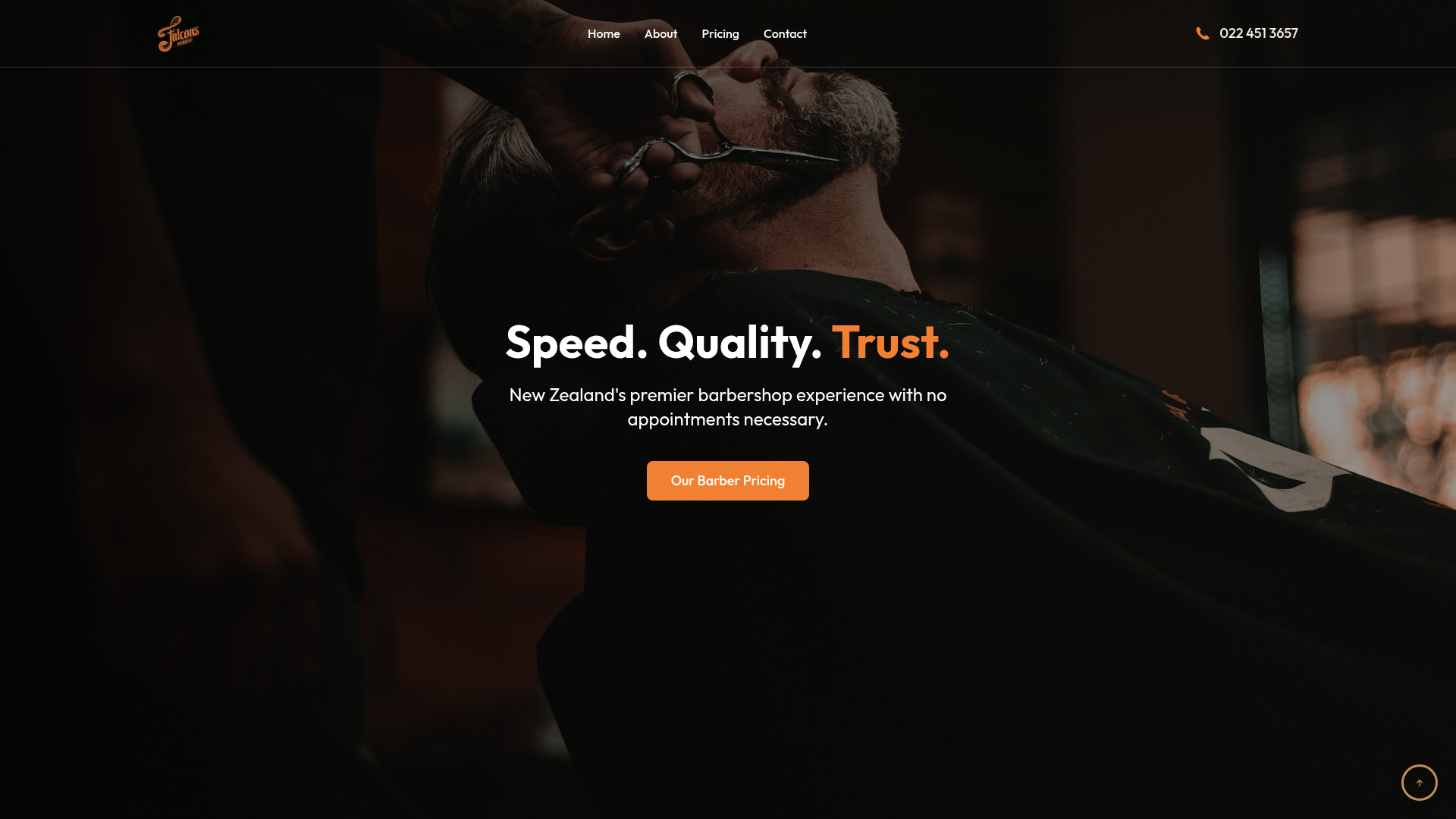 Website snapshot for Falcons Barbershop - Christchurch CBD