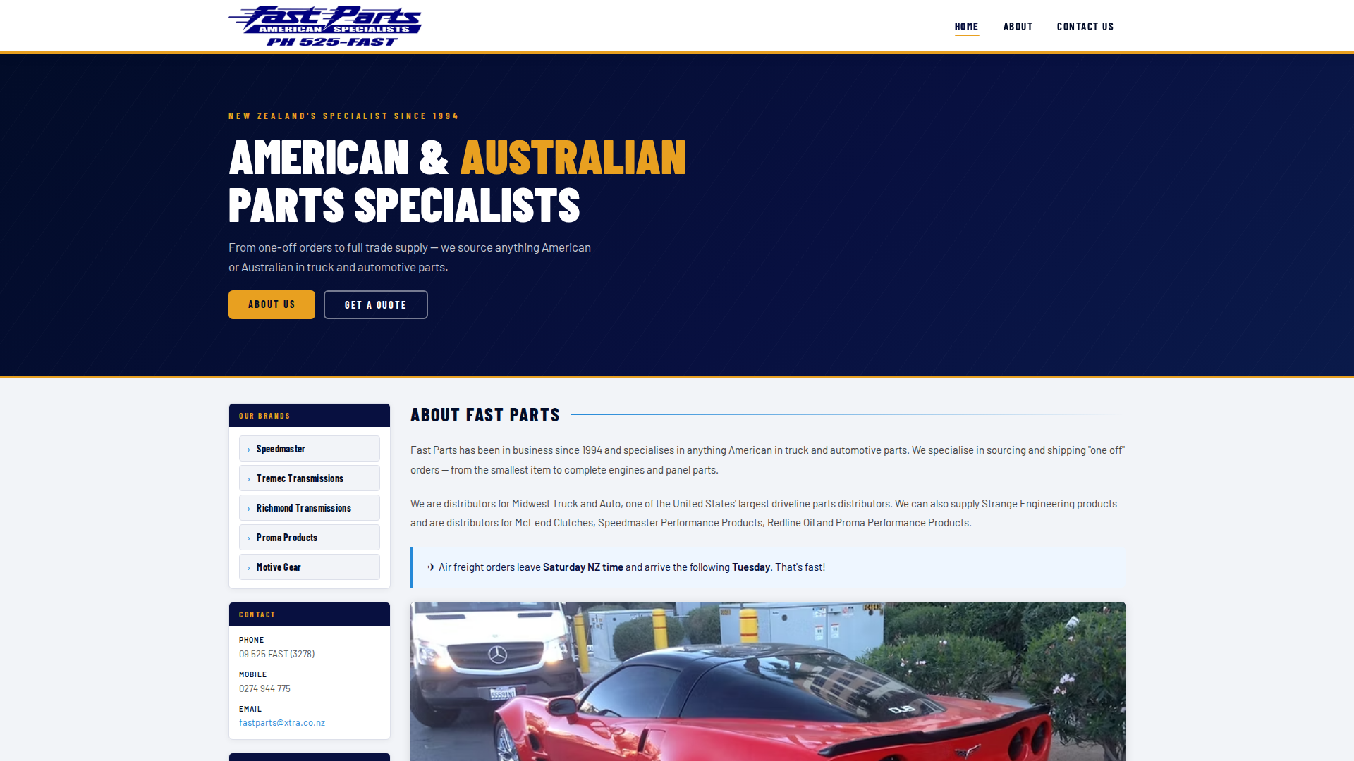 Website snapshot for Fast Parts Truck & Auto Spares
