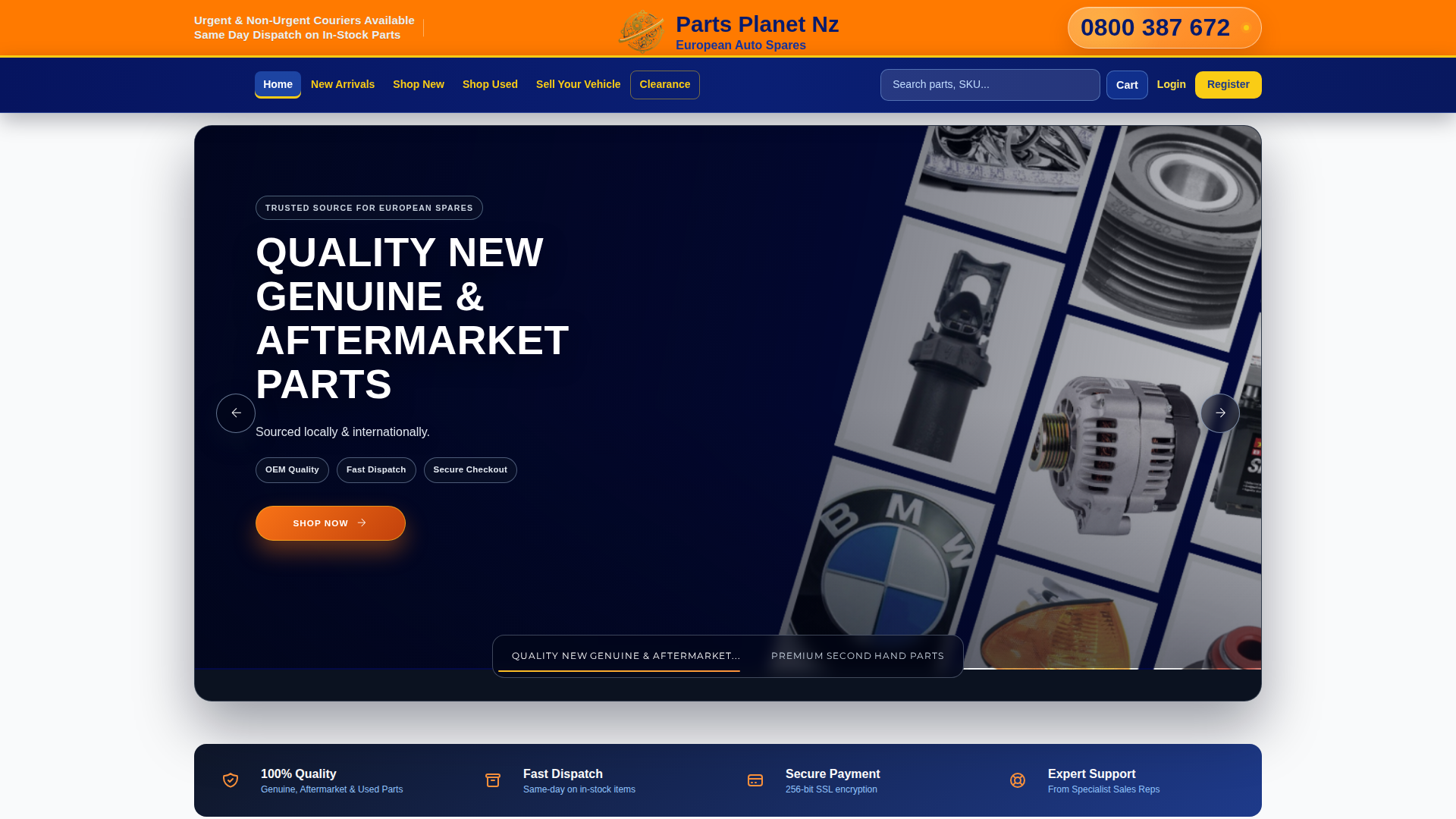 Website snapshot for Parts Planet European Autospares