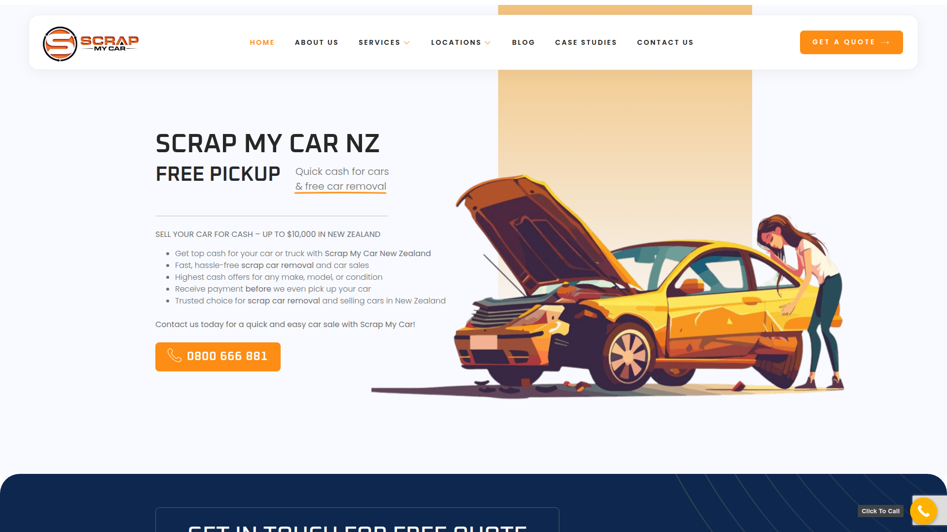 Website snapshot for Scrap My Car