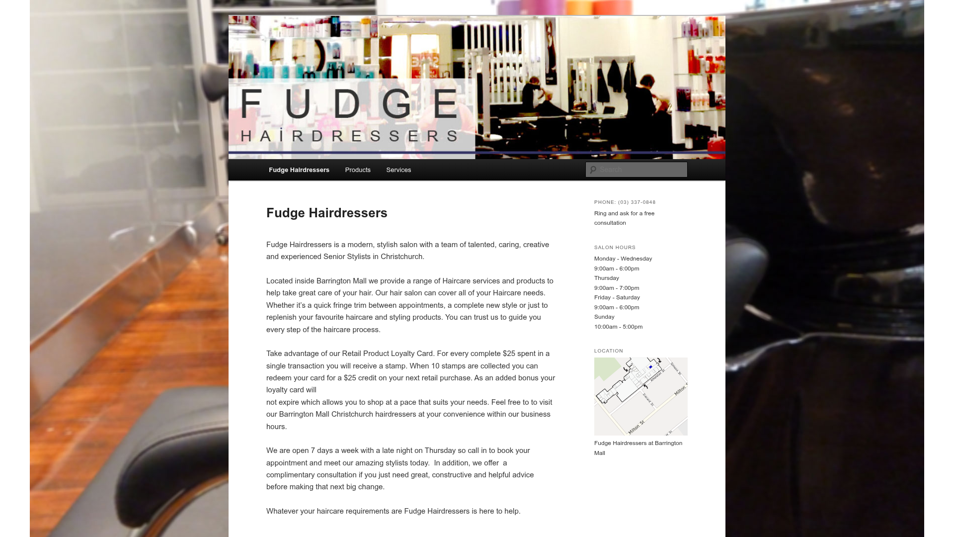 Website snapshot for Fudge Hairdressers