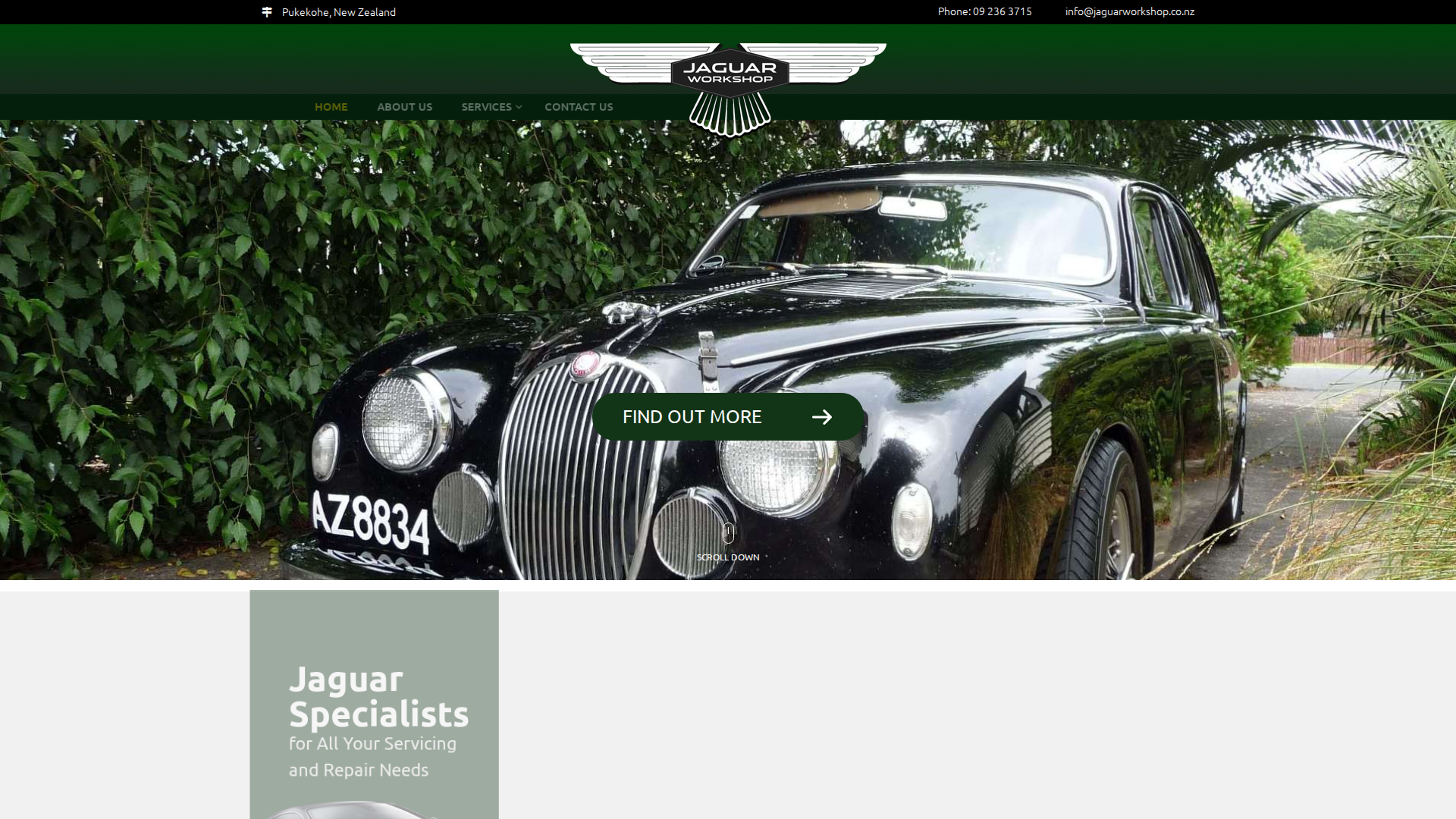 Website snapshot for Jaguar Workshop