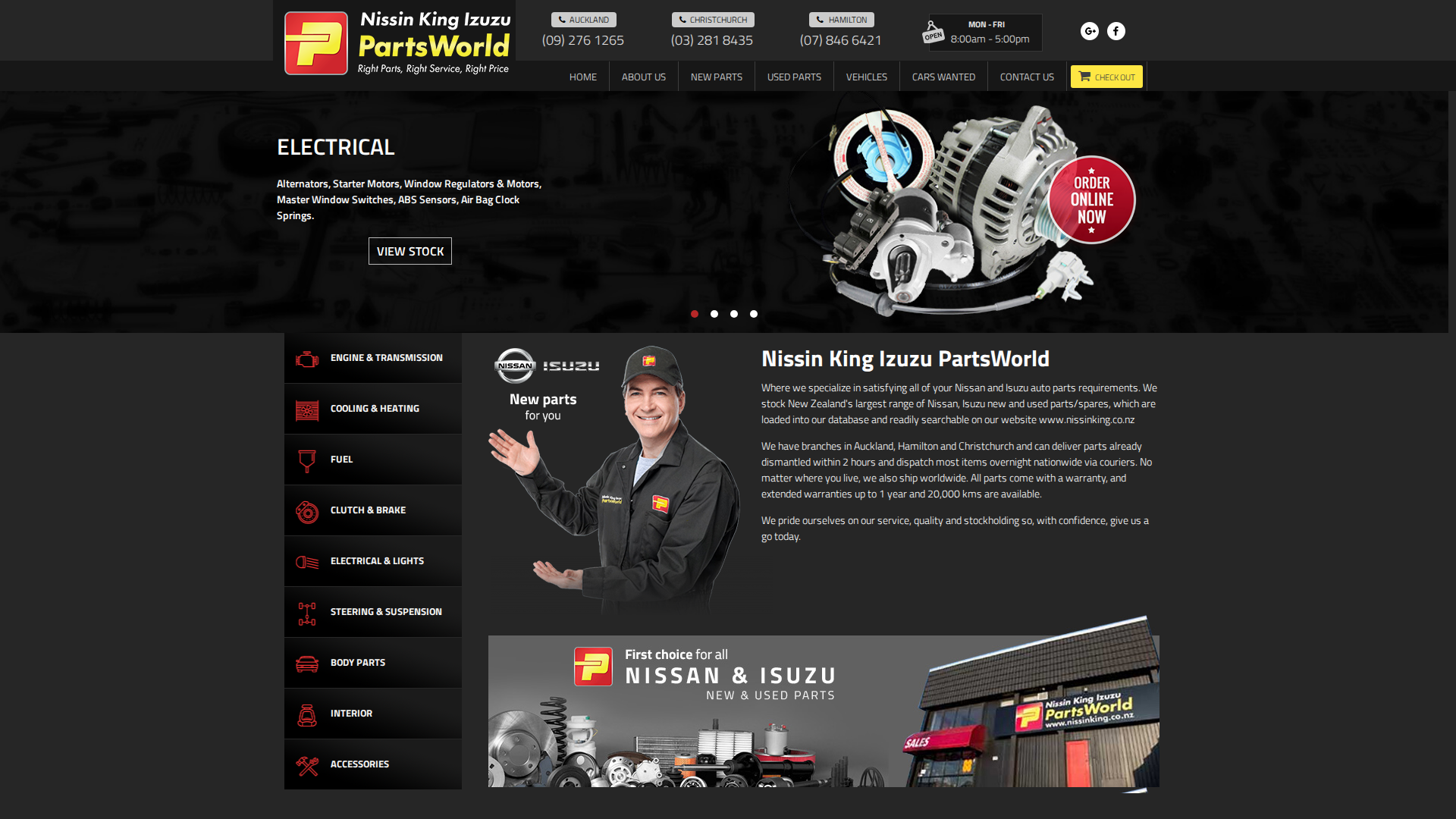 Website snapshot for Nissin King Isuzu Partsworld