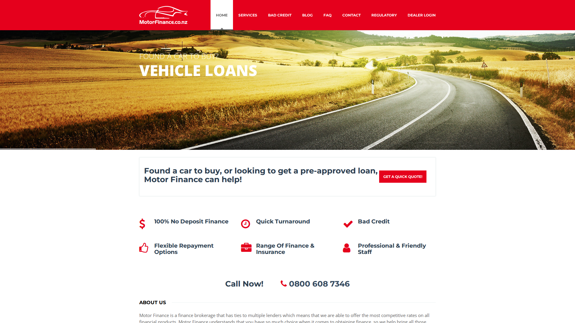 Website snapshot for Motor Finance